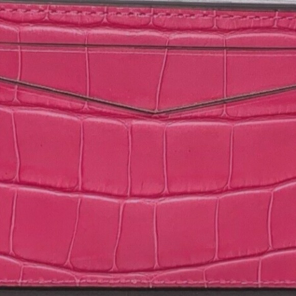NEW Croc Embossed Leather Kate Spade Festive Pink Staci Small Slim Card Holder - Picture 10 of 13